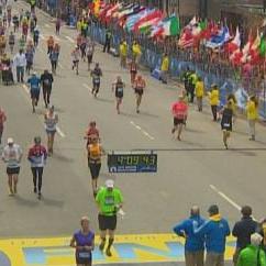 Boston Marathon at the time of the initial explosion